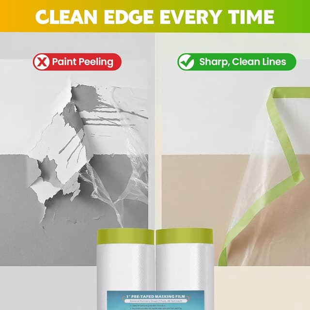 Detalle de LLPT Abdeckfolie mit Klebeband und Folie – 2 Rollen, transparent, zum Schutz beim Lackieren