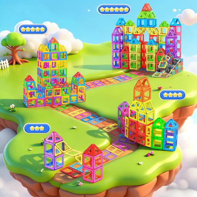 Detalle de WOOBLO Magnetische Bausteine 50 Teile für STEM