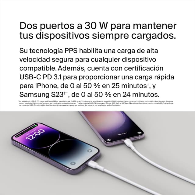 Detalle 2 de Belkin BoostCharge 60 W cargador USB-C PPS