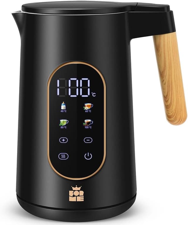 Detalle de FOR ME ForMe Edelstahl-Wasserkocher 1,7 L mit Temperaturwahl 40–100 °C und Warmhaltefunktion