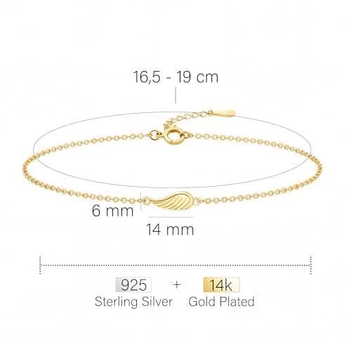 Detalle 2 de Sofia Milani Pulsera para mujer en plata de ley 925 con chapado en oro y colgante de ala (B0360)