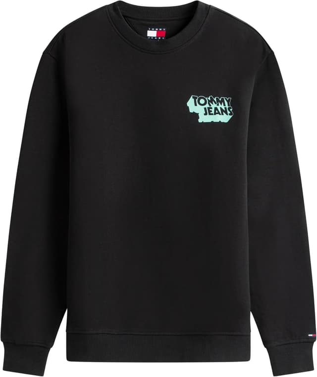 Detalle 2 de Tommy Jeans men’s TJM Reg Stack crew sweatshirt (DM0DM21640), black