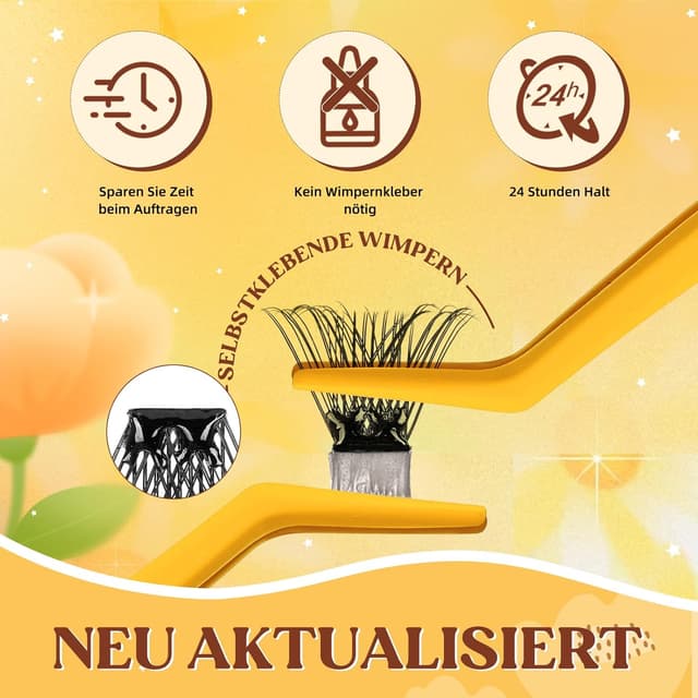 Detalle de QUEWEL selbstklebende Wimpern 60 Stk (Cluster Lashes) – wiederverwendbar, 10–16 mm