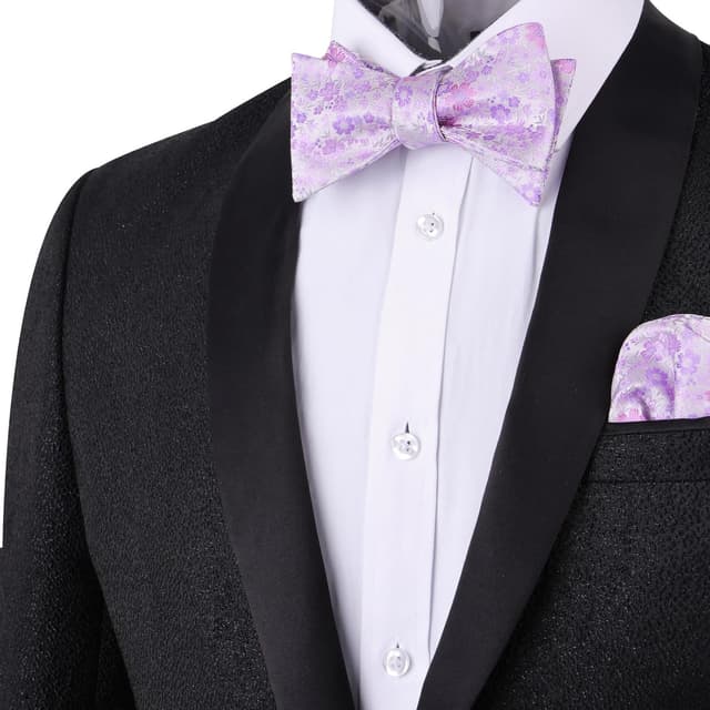 Detalle 2 de Mens floral bow tie set 24x24cm pocket square