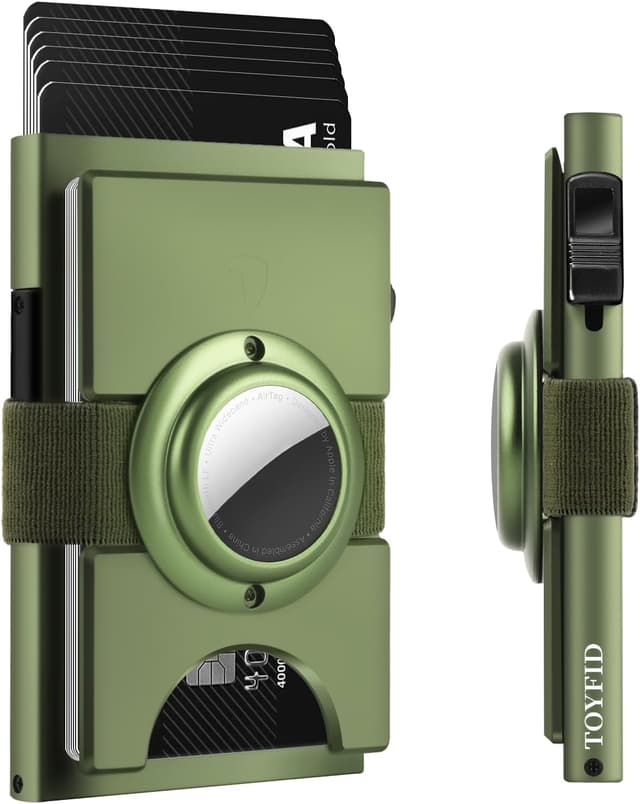 Thumbnail 6 de TOYFID RFID Kartenhalter für 12 Karten & Papiergeld, Aluminium, silber – schlankes Herren-Kartenetui mit Auswurfknopf