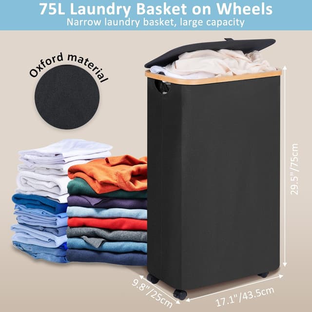 Thumbnail 4 de efluky Cesto de Ropa Sucia Plegable con Ruedas