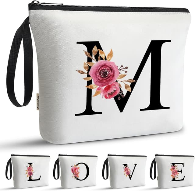 Detalle de Personalisierte Kosmetiktasche A-Z BAG für Damen mit Initialen, Kulturtasche mit A–Z Buchstaben (M)