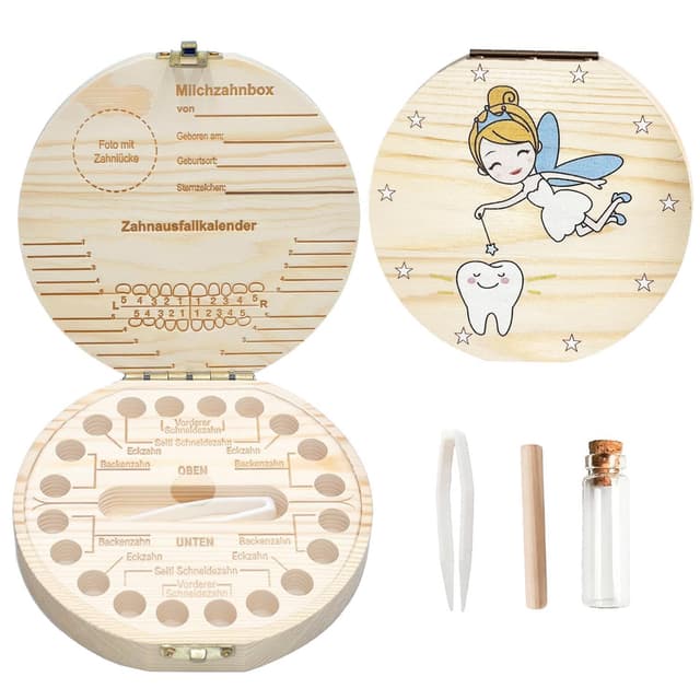 Thumbnail 6 de Shengruili Zahnbox aus Holz für Milchzähne – Aufbewahrungsbox für Baby-Zähne