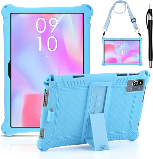 Detalle de KATUMO Universal 10–10.1 inch Silicone Case with Pen, Shoulder Strap & Adjustable Stand