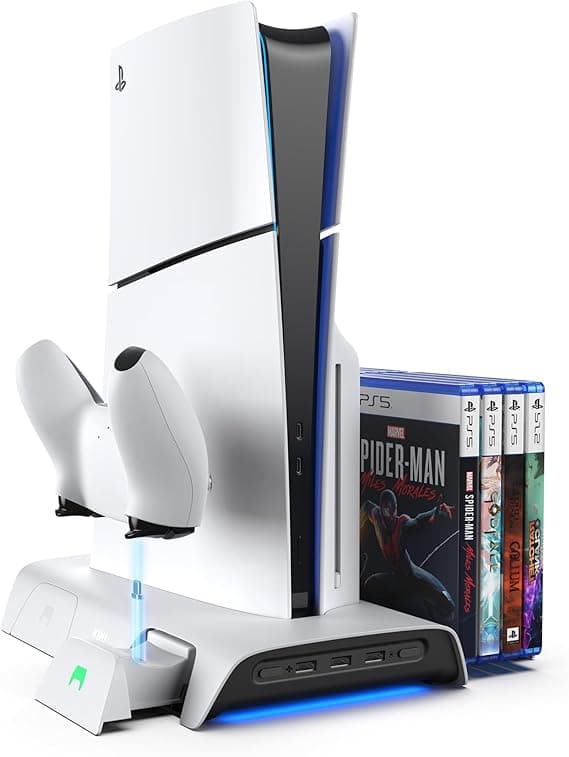 Detalle de KIWI design D3: Soporte y Carga PS5 Slim con RGB