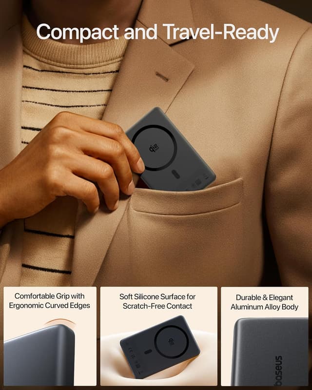 Detalle de Baseus PicoGo AM52 10,000mAh Power Bank with Qi2.2 MagSafe (25W) and 45W USB-C