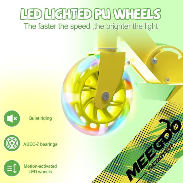 Detalle 2 de MEE GOO Scooter for Kids (Ages 3+) – 2 Wheels, Easy Folding, 3-Level Adjustable Handlebar & Rear Brake