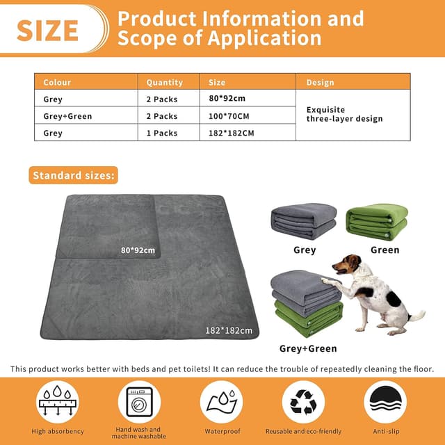 Thumbnail 6 de 2 pack Dog Pee Pad Washable 80×92cm Pet Mat