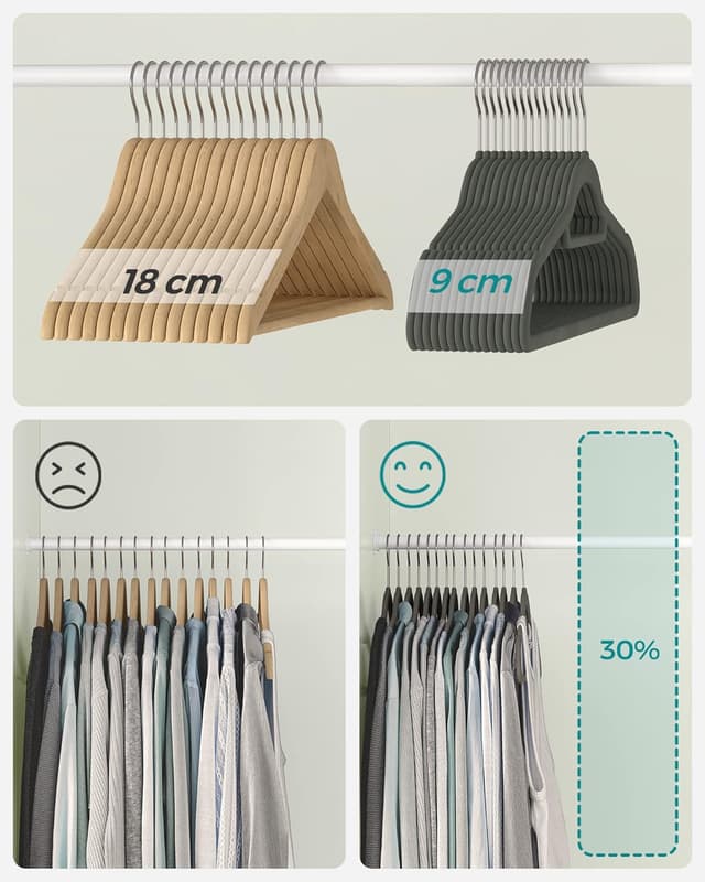 Thumbnail 6 de SONGMICS CRF50V Perchas de terciopelo 50 unidades 43,5 cm