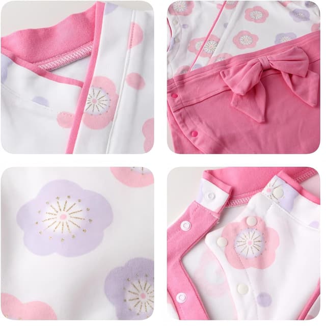Detalle de KRUIHAN Pagliaccetto kimono per bambino in cotone (9-36 mesi) con 2 paia di calzini
