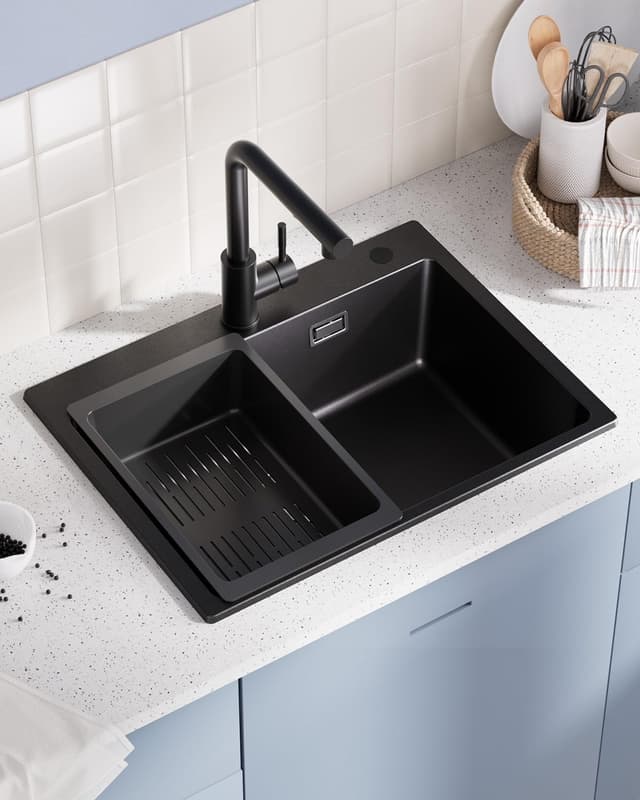 Imagen de Sofetiy Spülbecken Granit 60x45cm Schwarz en OfertitasTOP