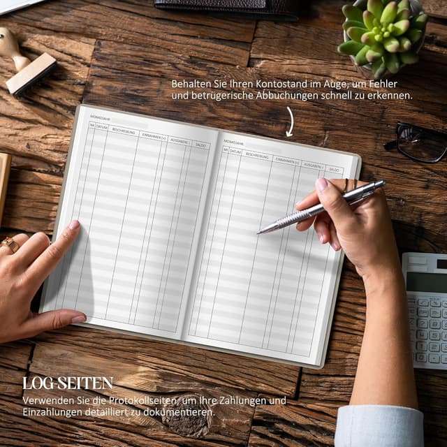 Detalle de BIROYAL Kassenbuch A5 mit 120 Seiten – Haushaltsbuch & Budget Planner für Einnahmen und Ausgaben