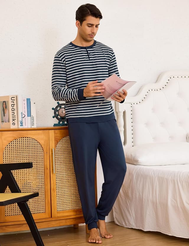 Detalle 2 de Crewhpo Pijama Hombre Largo Invierno