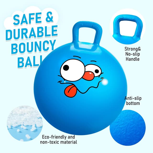 Detalle de U&C Planet Hopper Ball 20-inch Bouncy Ball with Handle (Kids 5-9), Blue