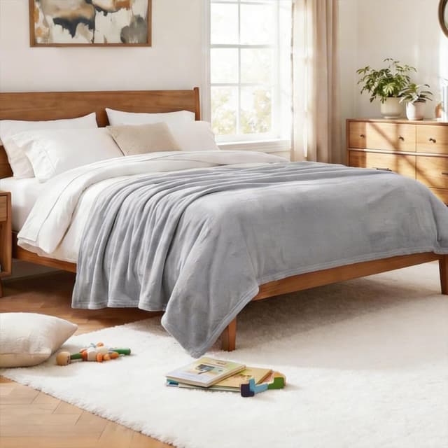 Thumbnail 6 de CozyLux Kuscheldecke Flauschig 2er Set (150x200 cm) in Hellgrau – warme, leichte Wohlfühldecken aus Flanell