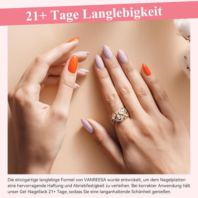 Detalle de VANREESA UV-Nagellack-Set mit 55 Farben, Unterlack und Überlacken (inkl. Glitzer & mattem Finish)