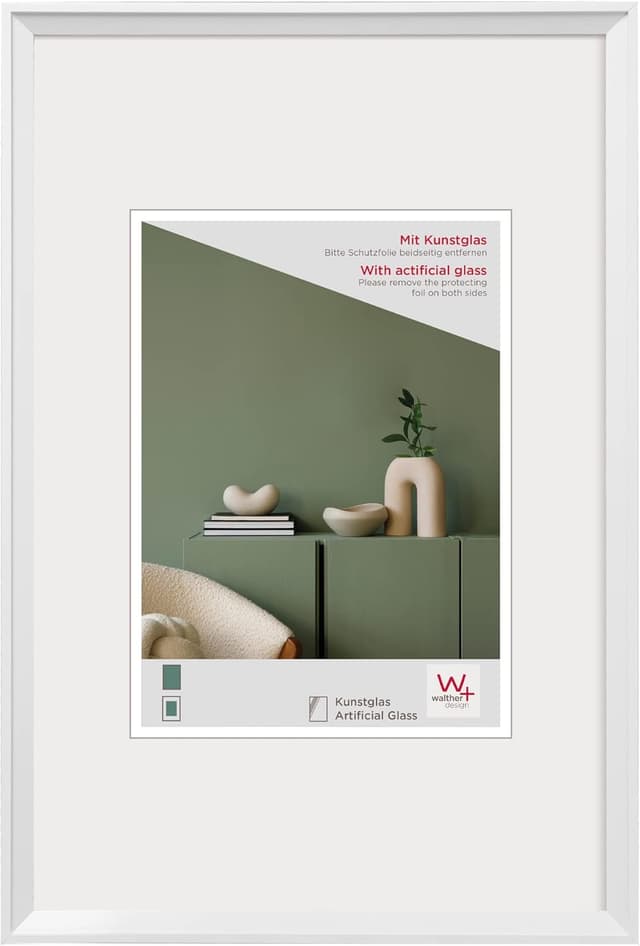 Detalle de walther design Desire DEX050S — Cadre photo en plastique argenté avec verre synthétique, 40 x 50 cm