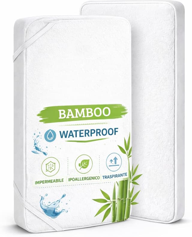 Detalle de Flyideas wasserdichter Matratzenschoner fürs Babybett 80x160 cm (2er-Set) mit Bambus-Zertifizierung