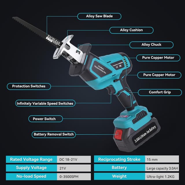 Thumbnail 5 de Yofuly Scie Sabre Sans Fil 21V 3000 SPM