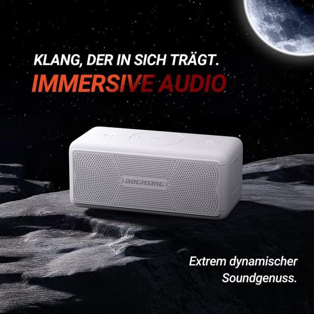 Detalle de BOGASING Bluetooth Lautsprecher M5 (40 W) – tragbar, IPX7, 30 Std. Akku, EQ & Bluetooth 5.3