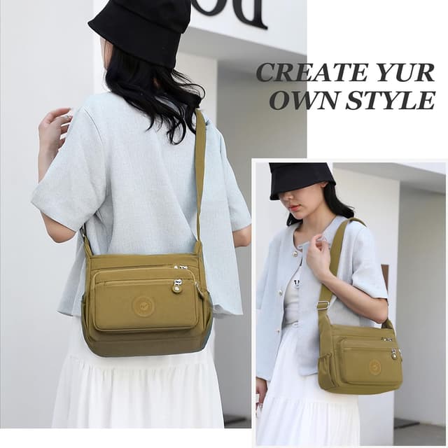 Detalle de ModaZeal Women’s Multi-Pocket Crossbody Nylon Bag – Water-Resistant Travel & Daily Messenger