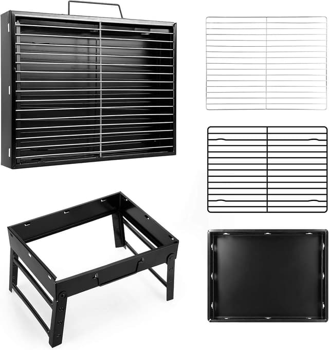 Thumbnail 6 de AGM Holzkohlegrill Picknickgrill Edelstahl Portable 40x27x20