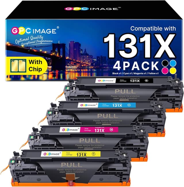 Detalle de GPC Image 131X Compatible Toner Cartridges (HP 131X) for HP LaserJet Pro 200 Colour MFP — 4-Pack (Black, Cyan, Yellow, Magenta)