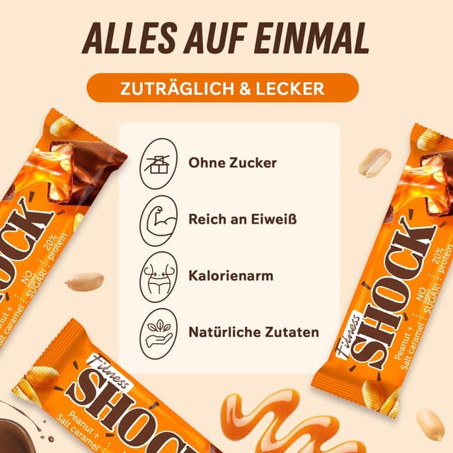 Detalle 1 de FitnesSHOCK Proteinriegel Set mit 20% Protein