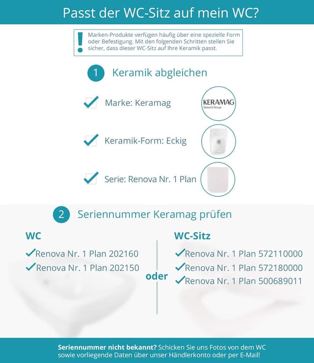 Detalle de Calmwaters® antibakterieller WC-Sitz mit Absenkautomatik für Keramag Renova Nr. 1 Plan (202150/202160) – Duroplast, weiß