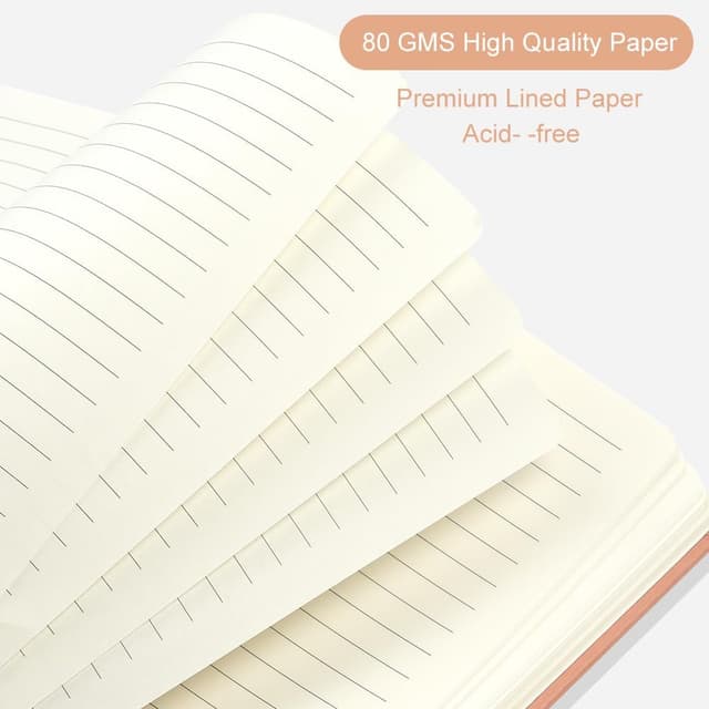 Detalle de OFFCUP Carnet A5 ligné avec couverture rigide en cuir végétalien et élastique (192 pages)