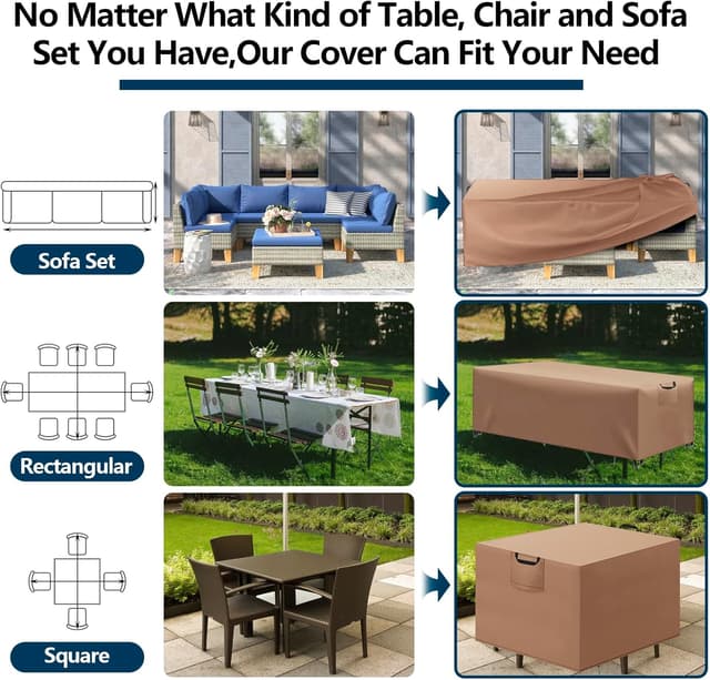 Detalle de Aujink Abdeckung Gartenmöbel Winterfest – wasserdichte Schutzhülle aus 420D Oxford (Anti-UV), Khaki 220x100x75 cm