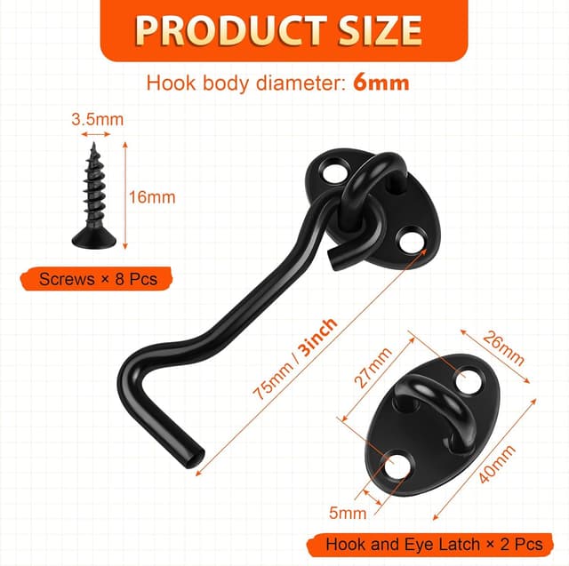 Detalle de 3 inch Hook and Eye Latch, 2 Pack