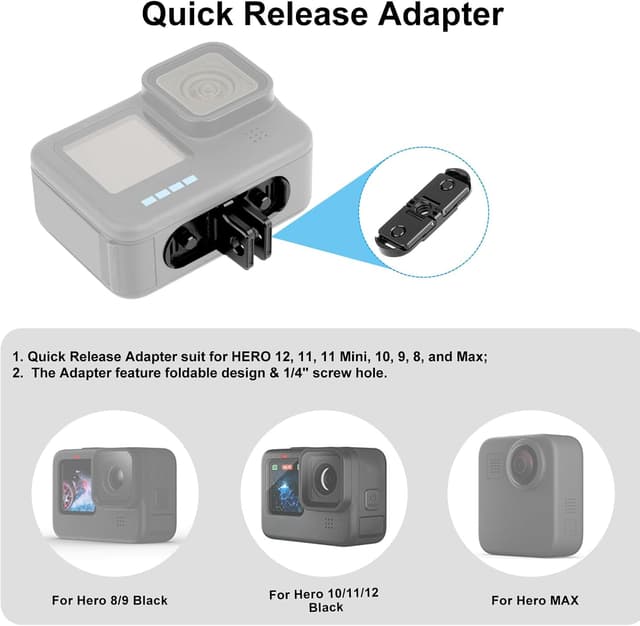 Detalle de Quick-release Folding Tripod Mount Base Adapter Kit for GoPro HERO 12/11/10/9/8 Max