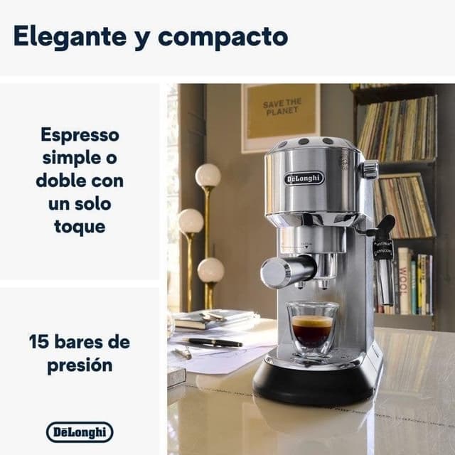 Detalle 2 de DeLonghi Dedica EC685.M Cafetera Espresso Compacta