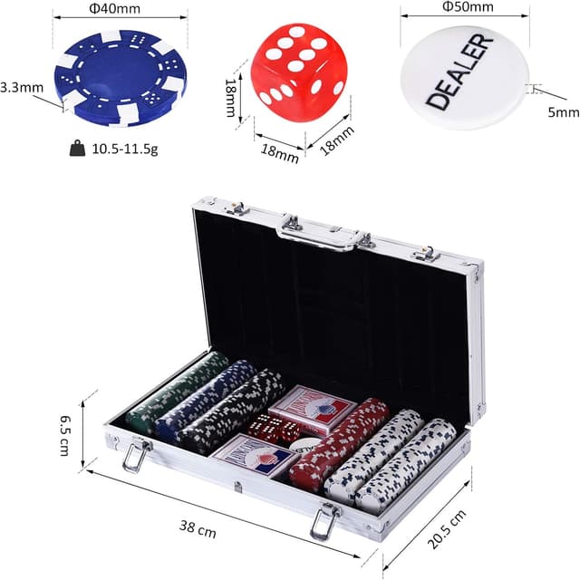 Thumbnail 6 de HOMCOM Maletín de Poker Profesional con Fichas y Cartas ♠