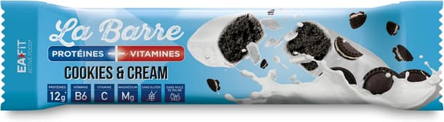 Detalle 2 de EAFIT La Barre Protéines Vitamines Cookies & cream – Présentoir de 24 barres
