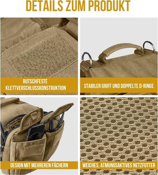 Detalle de OneTigris Hoppy Camper 3.0 Hundegeschirr mit Tasche für Camping & Wandern (Retro-Look, braun, L)