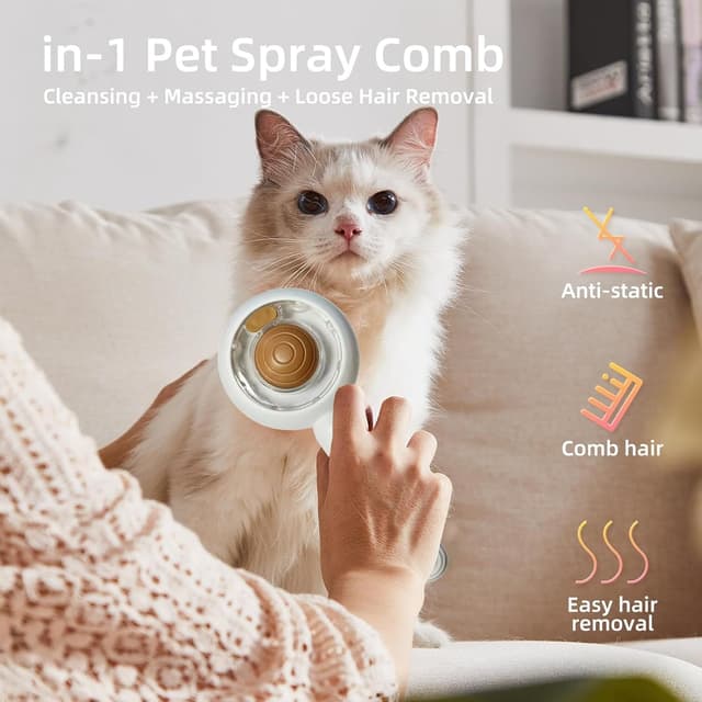 Thumbnail 5 de Youery Katzenbürste mit Dampf – leise Fellpflege mit Ein-Klick-Steuerung für Lang- und Kurzhaar