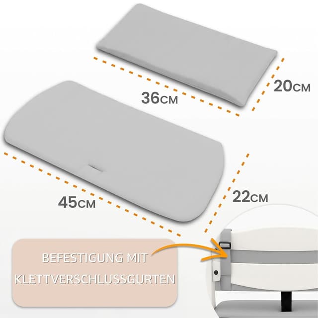 Detalle de Sitzverkleinerer für Hochstuhl Baby Sitzkissen, 2-teilig – Kinder-Sitzauflage mit hydrophoben Stoff (Oeko-Tex), Grau