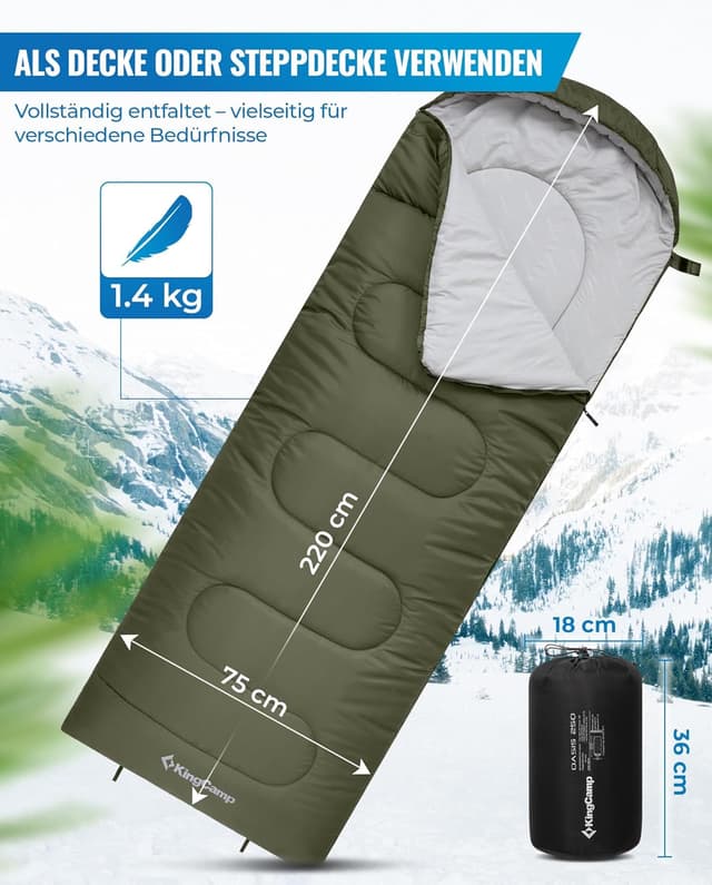 Detalle de KingCamp Schlafsack XL, warm bei Kälte