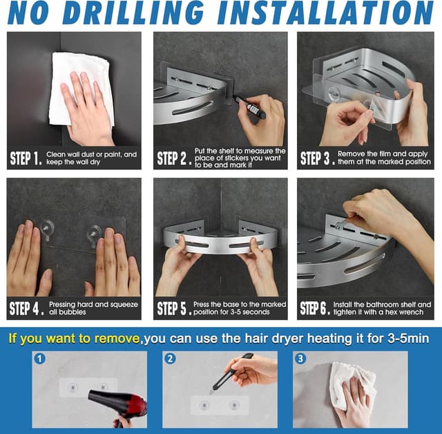 Detalle 2 de GRICOL Mensola da doccia adesiva, 10 kg