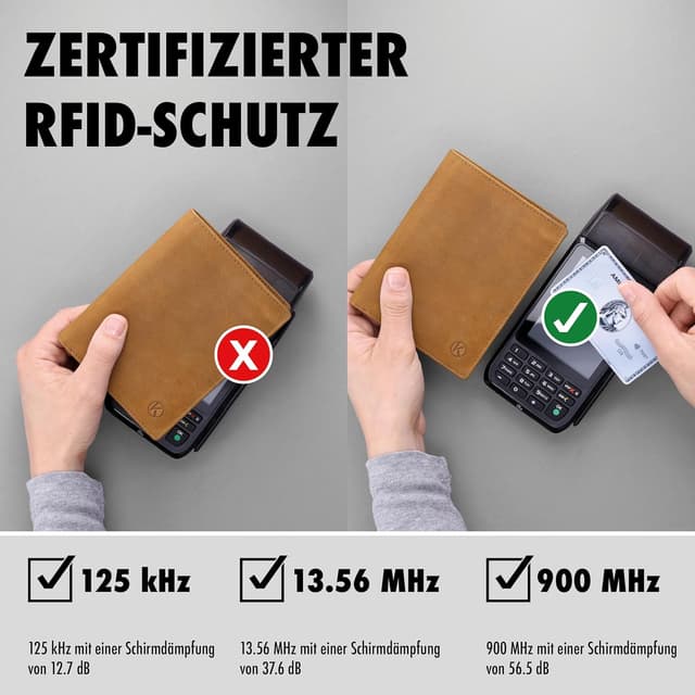 Detalle 2 de KORUTA Leder Geldbörse Herren mit RFID Schutz 13 Fächer braun