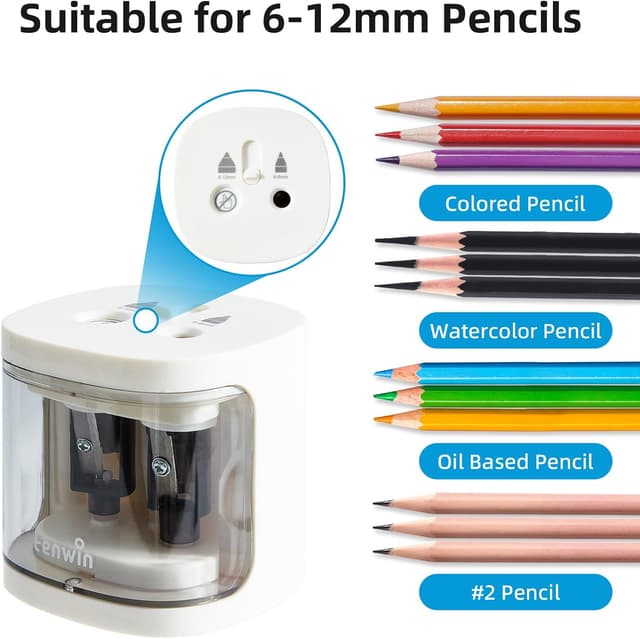 Detalle 2 de tenwin Elektrischer Bleistiftspitzer 6–12 mm ✏