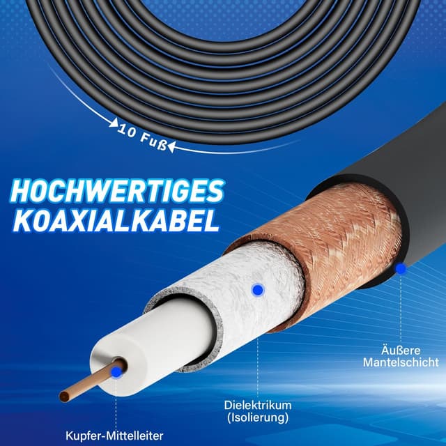 Detalle 1 de DVBT2 Zimmerantenne mit 360° Empfang, 2,5 m Kabel