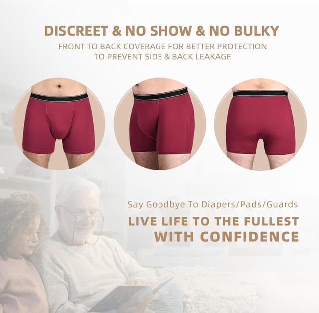 Detalle de Culotte d’incontinence homme lavable TIICHOO (lot de 3) en coton, anti-fuite – jusqu’à 100 ml